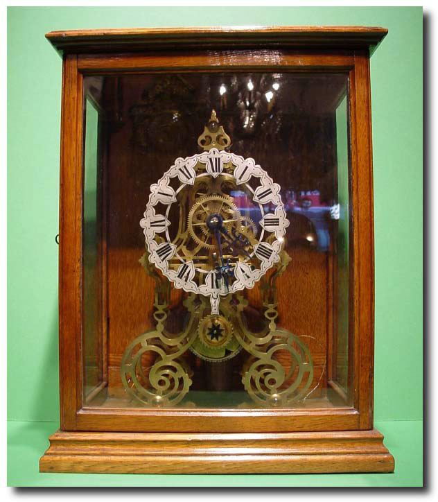 English timepiece skeleton mantel clock, circa 1900 — Antique Clocks Price Guide