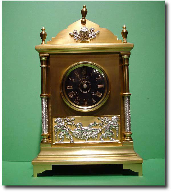 French gilt bronze and silvered mantel clock, circa 1890 — Antique Clocks Price Guide