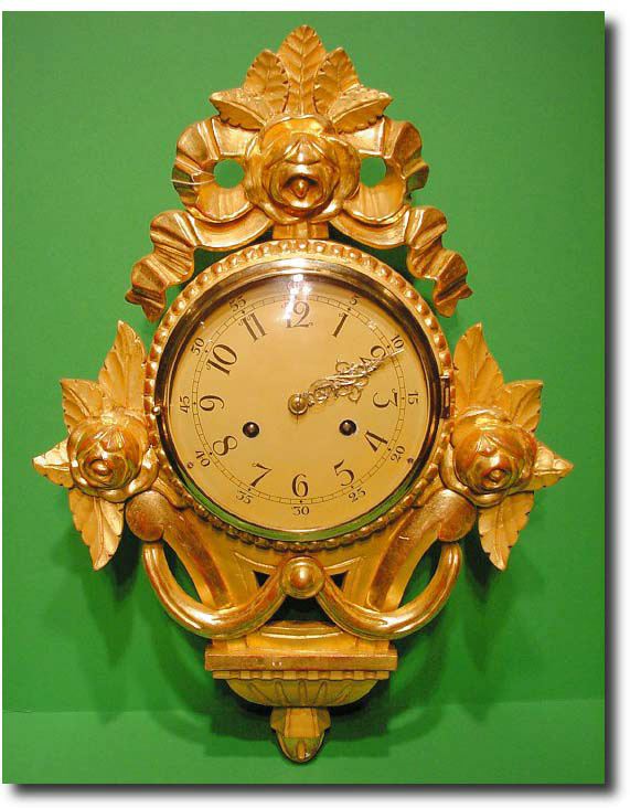 Swedish giltwood wall clock, Circa 1920 — Antique Clocks Price Guide