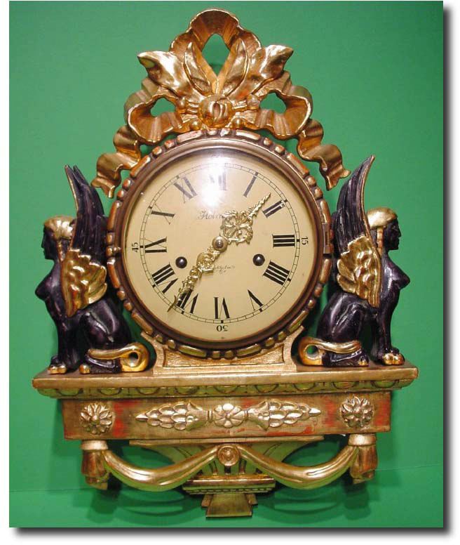 Swedish giltwood wall clock, circa 1920 — Antique Clocks Price Guide