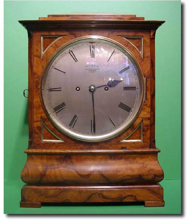 English burr walnut double fusee bracket clock by "Payne and Co", London, circa 1850 — Antique Clocks Price Guide