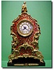 French 19th century mantel clock with simulated red tortoiseshell and engraved brass boulle work, circa 1870