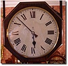 English unusual double sided mahogany post office clock made for the Queen"s Coronation 1953