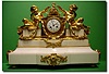 French white Carrera marble and gilt bronze mantel clock, circa 1870
