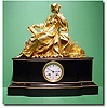 French black marble and gilt bronze figural mantel clock, Circa 1860