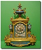 French gilt bronze and blue jewelled porcelain mantel clock, Circa 1860