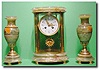 Green onyx and gilt-brass mounted four glass mantel clock, circa 1890.