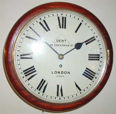 8 day English fusee dial clock. Dent, 28 Cockspur St, London — Antique Clocks Price Guide