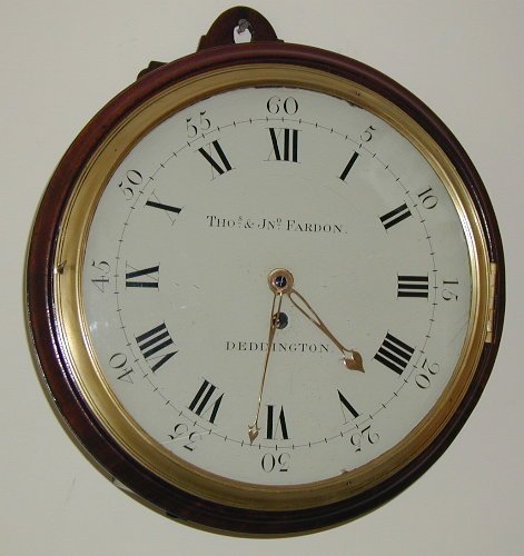 A good George III mahogany English dial clock. Thom &amp; Jno. Fardon, Deddington, Circa 1796 — Antique Clocks Price Guide