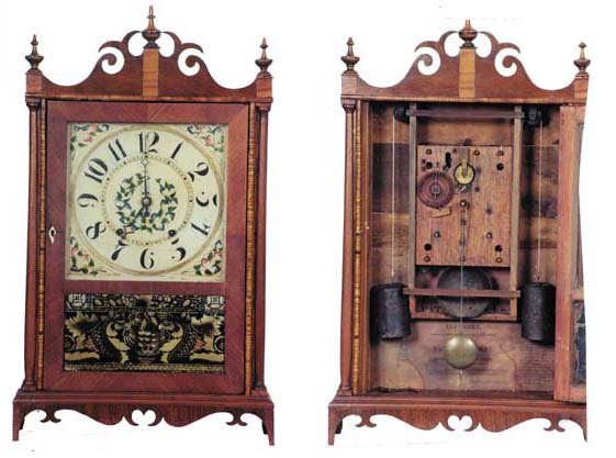 Extremely rare, Samuel Terry's "Whales Tails", pillar and scroll shelf clock. — Antique Clocks Price Guide