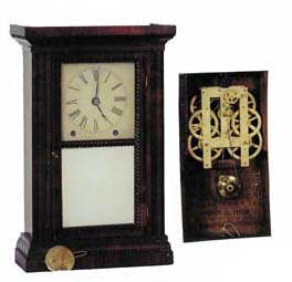 Sperry &amp; Shaw, New York, rare shelf clock with ripple trim around the door, base, and top. — Antique Clocks Price Guide