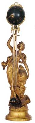 French Mystery clock. Large 6 inch, dark green ball, 8 day or possibly 15 day movement, is running. — Antique Clocks Price Guide