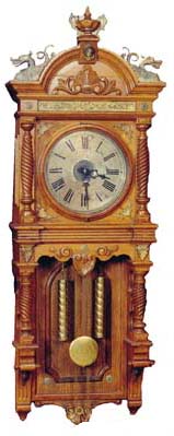 Waterbury Clock Co. hanging weight clock, "Augusta", ca 1893. — Antique Clocks Price Guide