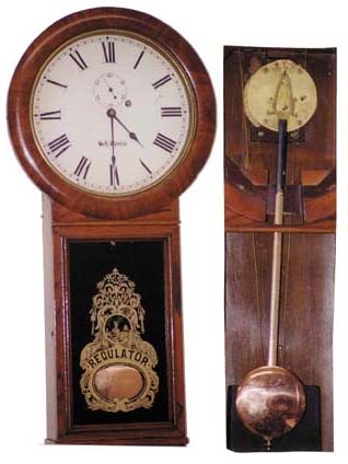 Silas B. Terry wall weight regulator, rosewood case. — Antique Clocks Price Guide