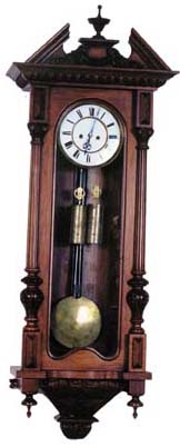 German 2 weight Vienna regulator. 8-day movement, strikes 1 rod, hours and half hours. — Antique Clocks Price Guide