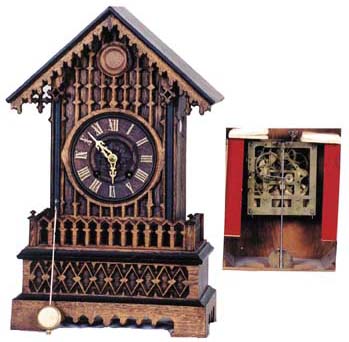 German shelf cuckoo, 8 day, cast brass movement, strikes and cooks on the hours and half hours. — Antique Clocks Price Guide