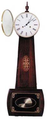 W.K. Sessions, modern banjo, 8 day Hermele movement, pendulum, dual chime rods, half hour strike. — Antique Clocks Price Guide