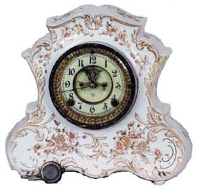 Ansonia ? porcelain clock. Ansonia movement in another makers case. — Antique Clocks Price Guide