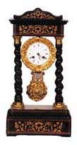 French Portico, mahogany base and top painted ebony. — Antique Clocks Price Guide