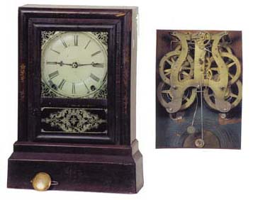 Terry and Andrews shelf clock, ca 1840. Predecessor of the Ansonia Clock Co.. — Antique Clocks Price Guide
