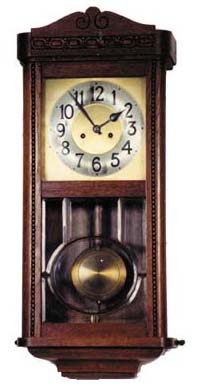 German box clock with trademark of crossed arrows (Jungians) on back of the case and on the movement. — Antique Clocks Price Guide