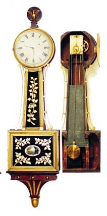 Early New England banjo that has had some poor restoration. — Antique Clocks Price Guide