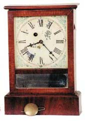Waterbury Clock Co. "Farmers", miniature shelf clock, 12 inches high. — Antique Clocks Price Guide