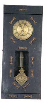 French or German box clock. 8 day trapezoid movement, time only, with enclosed spring barrel. — Antique Clocks Price Guide