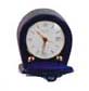 Miniature Swiss travel alarm clock in a leather travel case, 2 1/2 inches high. — Antique Clocks Price Guide