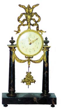 Marble and bronze French column clock, movement signed only, "French". — Antique Clocks Price Guide
