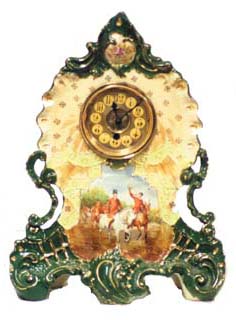 Large china clock, movement not signed, case marked "St. — Antique Clocks Price Guide