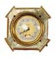 Lux "Heartbeat" novelty clock, etched pearl case, inlaid jewels, easel back, 3 1/4 inches high. — Antique Clocks Price Guide