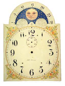 Seth Thomas tall clock brass dial. The arched section is a mock moon. — Antique Clocks Price Guide