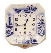 German plate clock, Dutch motif, blue and white. — Antique Clocks Price Guide