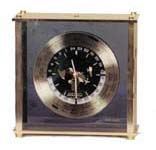 Seiko-Quartz World Time Clock. 8 1/2 inches square, gold colored metal case and dial ring. — Antique Clocks Price Guide