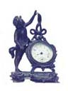 Benedict Mfg. Co. novelty clock. Thirty hour time only, porcelain dial with seconds ring, beveled glass. — Antique Clocks Price Guide