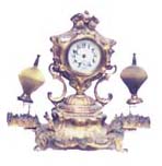 Inkwell novelty clock. Double glass inkwells with very fancy stoppers. — Antique Clocks Price Guide