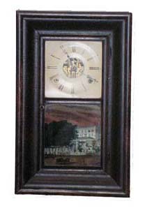 Brewster &amp; Ingrahams, Bristol, Conn. Miniature OG. Original tablet,dial, pendulum, and label. — Antique Clocks Price Guide