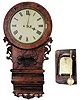 English double chain fusee wall clock. Note the huge solid plate movement and pendulum.