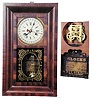 O.G. Clock Co. 8 day calendar movement, signed New Haven, strikes the hours on a coil gong.