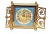 Swiss alarm clock, fancy brass case, double doors over the front, clock swivels in the case to access the back to wind and set hands.