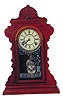 Waterbury Clock Co. "Suffolk", ca 1891. Walnut case was cleaned, polished, and loose pieces nailed tight.