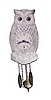 German owl in a cuckoo motif. 30 hour pendulum movement, imitation pull up cuckoo weights.