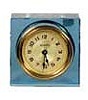 Lux novelty paperweight clock, blue glass 3 inches high.