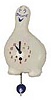 Lux rare "Schmoo" pendulette clock. In good original condition, white with blue accents.