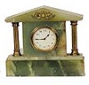 H.A.C. made in Wurttenberg". Onyx clock in shape" of a building, 7 inches wide, 6 1/4 inches high.