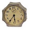 Parker Clock Co. alarm clock. 5 inch silver case.