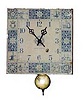 Seth Thomas kitchen clock, "Savarin", ca 1928. White enamel case with decorations in blue.