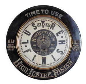 Advertising clock for "High Lustre Finish". — Antique Clocks Price Guide