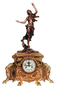 Waterbury Clock Co. metal statue case, "Duchess", ca 1905. — Antique Clocks Price Guide